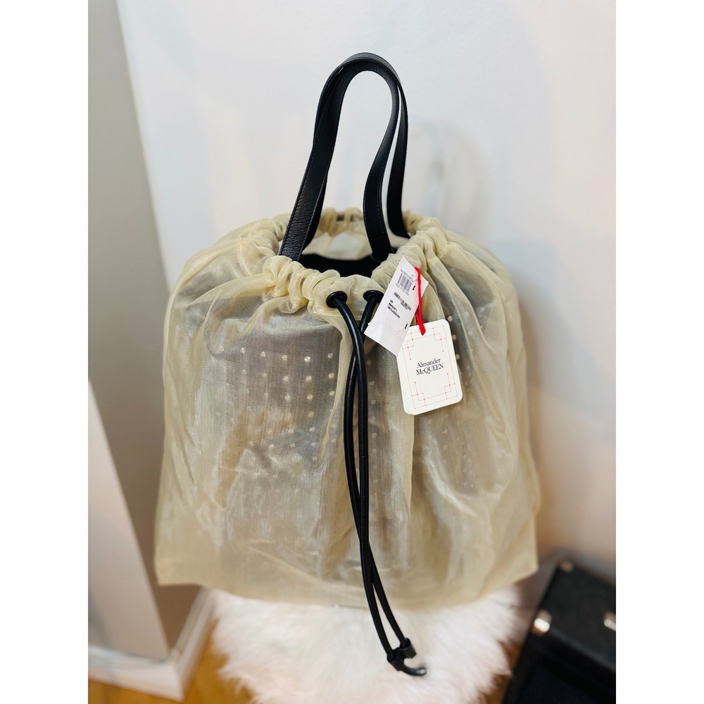 Alexander Mcqueen Women‎ Nebula Crystal Mesh Sheer Tulle Tote, Black, NWT